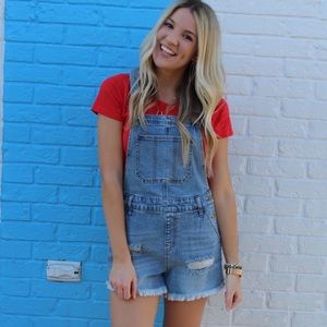 Denim overalls shorts